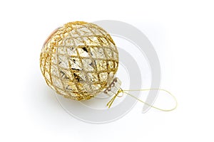 Golden Christmas ball isolated on a white background