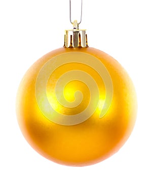 Golden christmas ball ornament brightened