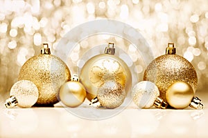 Golden Christmas baubles photo