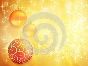 Golden Christmas design with red and golden baubles