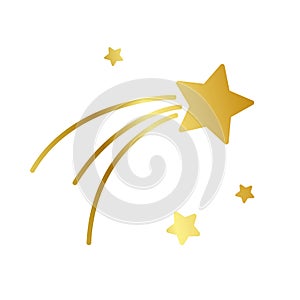 Golden christmas fallig star icon isolated on white background