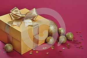 Golden Christmas gift box