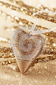 Golden christmas heart