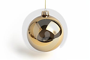 Golden Christmas Ornament on White Background