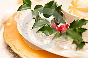 Golden Christmas place setting