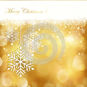 Golden Christmas snowflake background