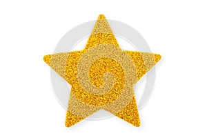 Golden Christmas star, Christmas ornament isolated on white