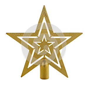 Golden Christmas Star isolated on White Background.