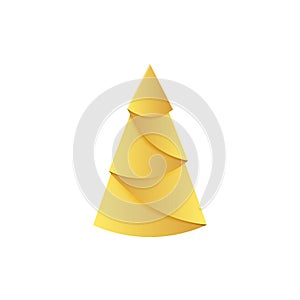 Golden Christmas tree. Origami fir made of gold foil