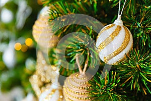 Golden Christmas Tree Scene Background