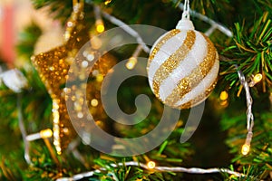 Golden Christmas Tree Scene Background