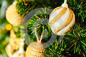 Golden Christmas Tree Scene Background