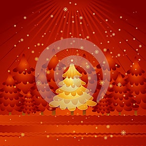 Golden christmas tree,vector