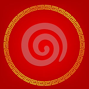 Golden circle frame, china style, for certificate, placard, backdrop, and other, red gradual background