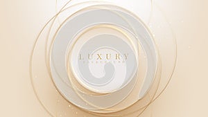 Golden circle luxury background with sparkle light glittering elements