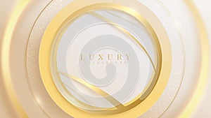 Golden circle with sparkle curve line and glittering light effects, Luxury background design