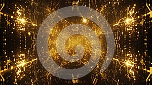 Golden Circuit Board: Data Flow, Tech Tunnel, AI Network