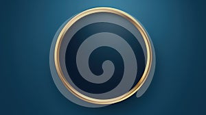 Golden circular frame on a navy blue background