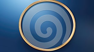 Golden circular frame on a navy blue background