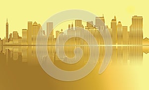 Golden City skyline New York vector