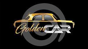 Golden Classic Car Logo Sign