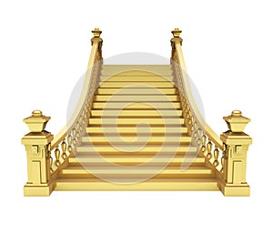 Golden Classic Staircase Isolated