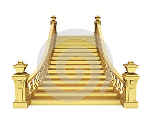 Golden Classic Staircase Isolated photo