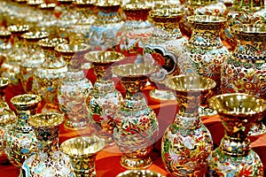 Golden cloisonne enamel bottles