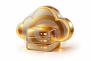 Golden Cloud Storage Server Icon cloud computing data storage