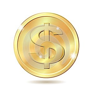 Golden coin with dollar sign