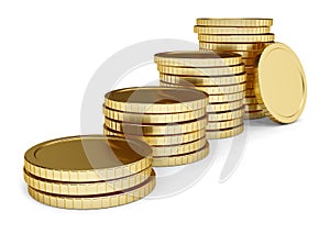 Golden coin lay pile