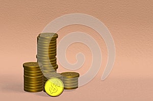 golden coins on background with earning profile