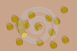 golden coins on background with earning profile