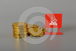 Golden coins and fluctuate graph symbol.Financial Stock market investment photo