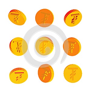 Golden Coins with Tugrik Symbols