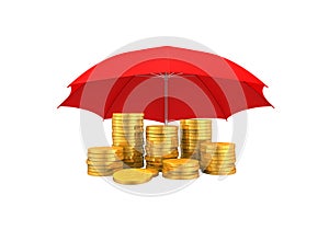 Golden Coins Under an Umbrella