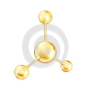 Golden collagen molecule from spheres vector illustration