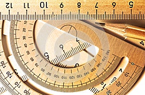 Golden color of close up a part of silver precision measurement