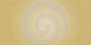 Golden color cog shape lines on gradient background