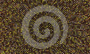 Golden color dots over black background. halftone abstract pattern