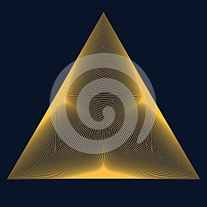 Golden color triangle form with lines transition