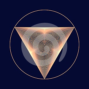 Golden color triangle form with lines transition
