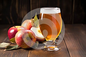 golden colored cider in a half pint stemmed glass