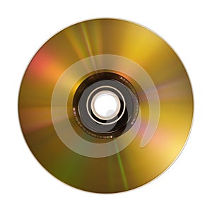 Golden compact disc isolated on white photo