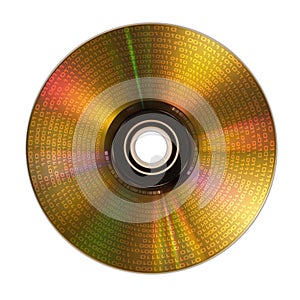 Golden compact disc isolated on white