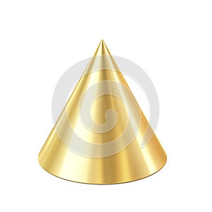 Golden cone isolated on white background