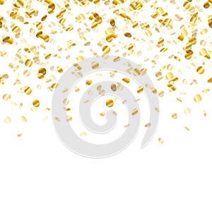 Golden confetti background. Seamless horizontal.