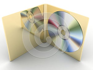 Golden copy disk on a white background 3d render