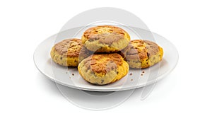 Golden Cornbread Cakes on White Plate