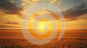 Golden Cornfield Sunset with Dramatic Clouds